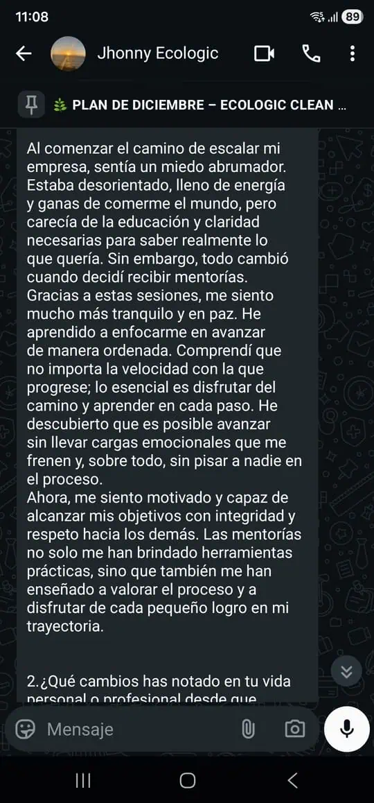Testimonio por WhatsApp: Jhonny
