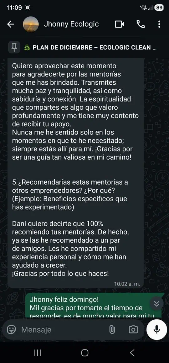 Testimonio por WhatsApp: Jhonny